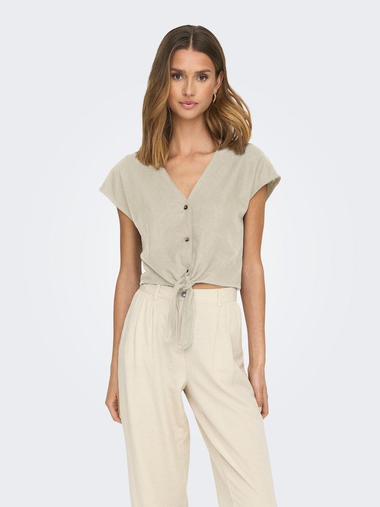 Jdysay S/S Linen Knot Shirt Wvn Oatmeal - dvjeans