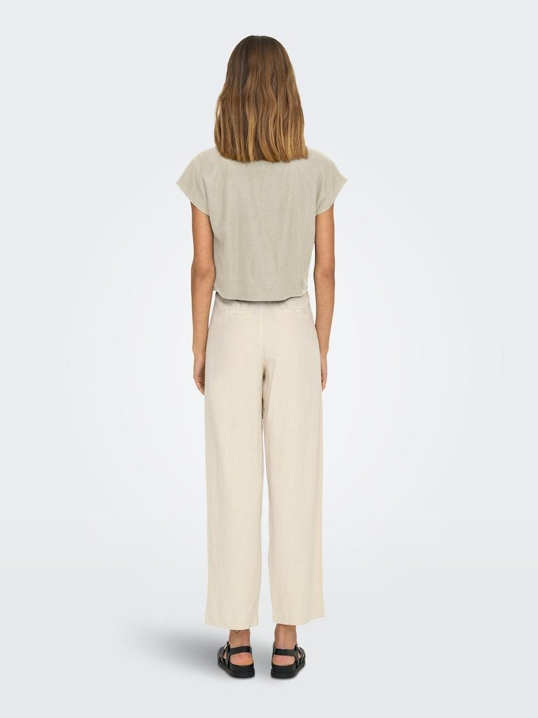 Jdysay S/S Linen Knot Shirt Wvn Oatmeal - dvjeans