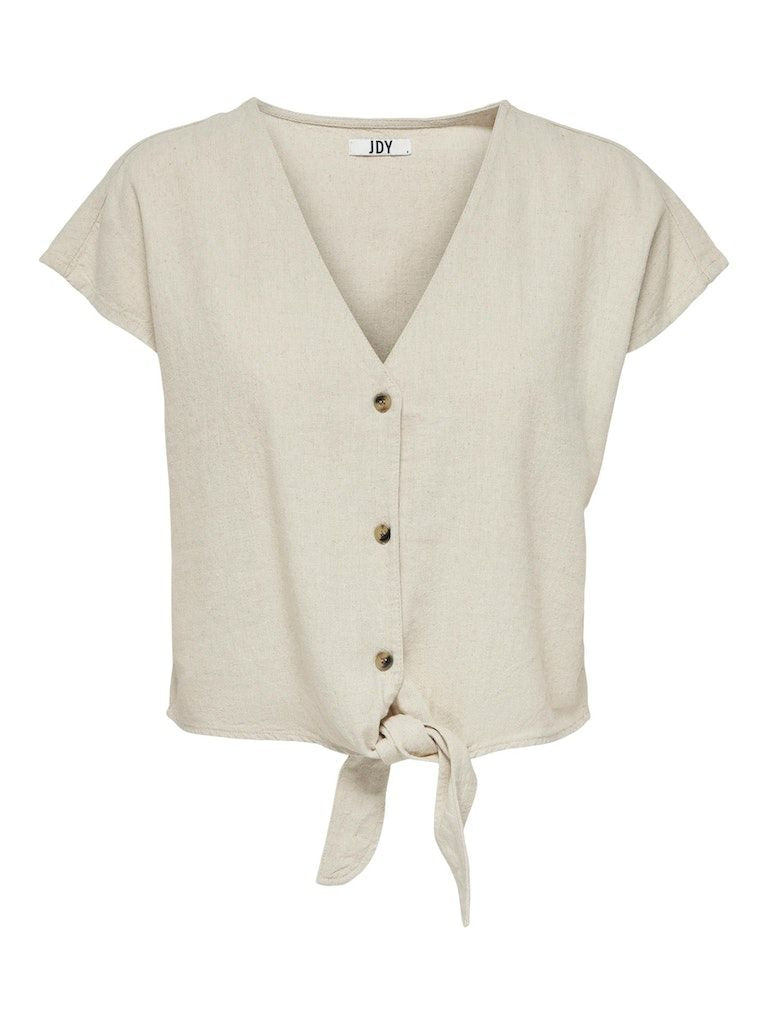Jdysay S/S Linen Knot Shirt Wvn Oatmeal - dvjeans