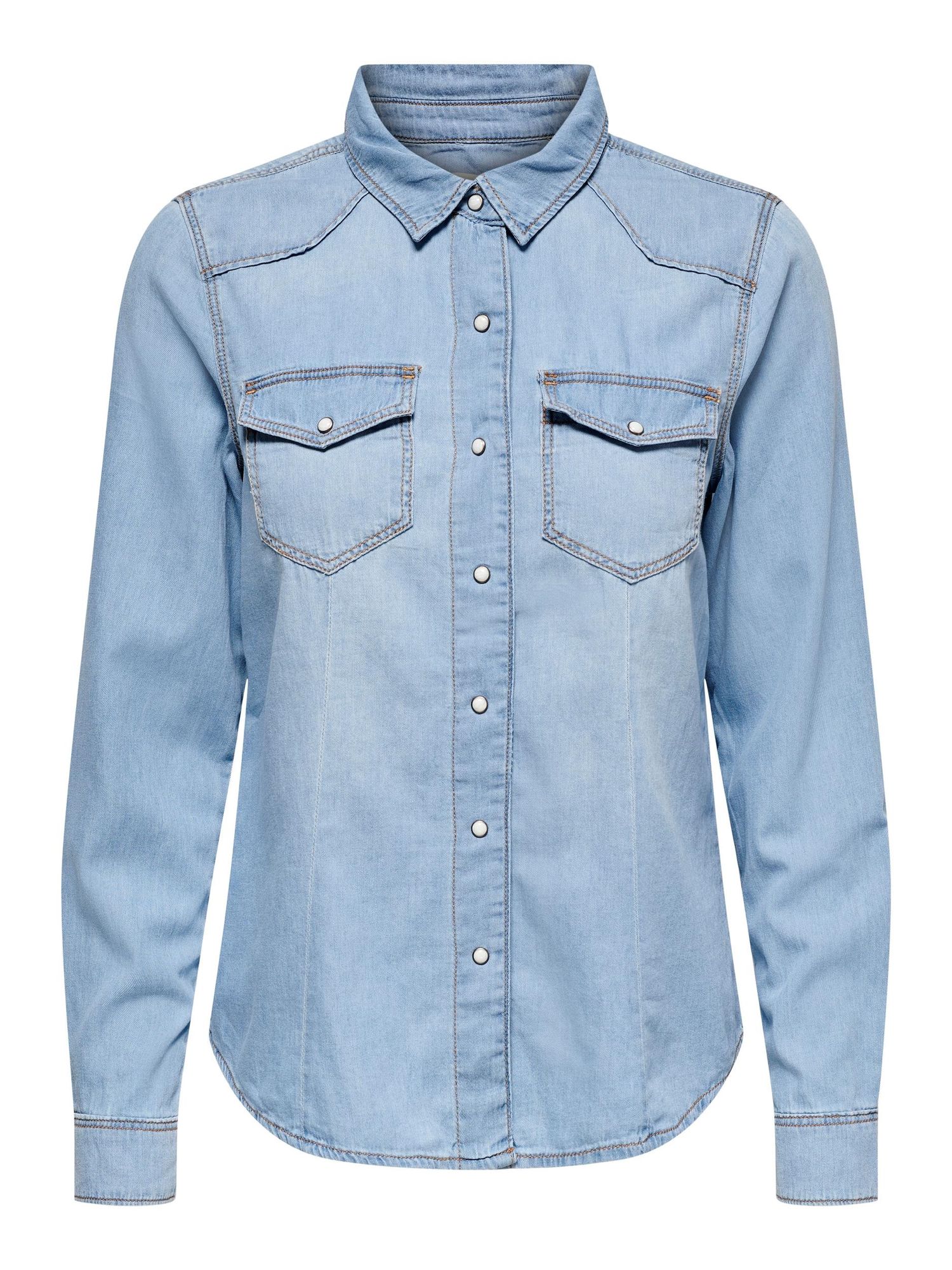 Onlrock It Dnm Ls Shirt Noos Light Blue Denim - dvjeans