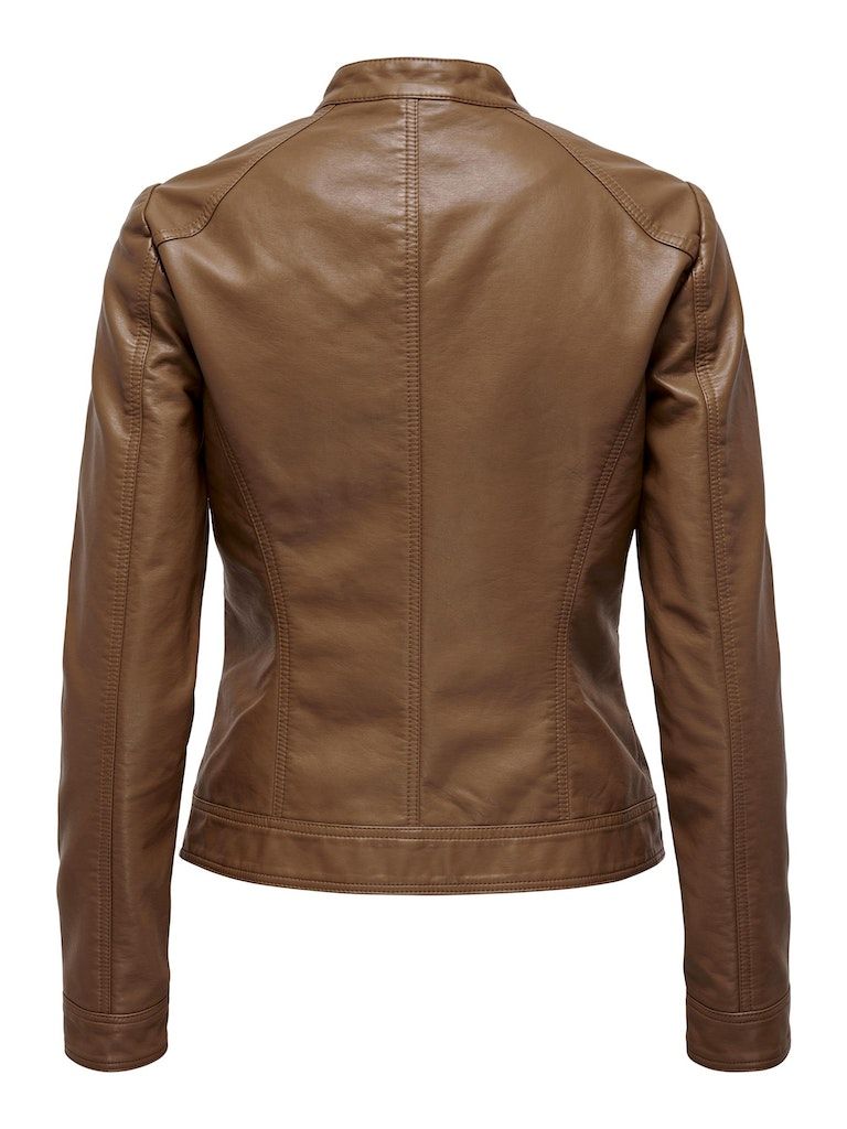 Onlbandit Faux Leather Biker Otw Noos Cognac - dvjeans