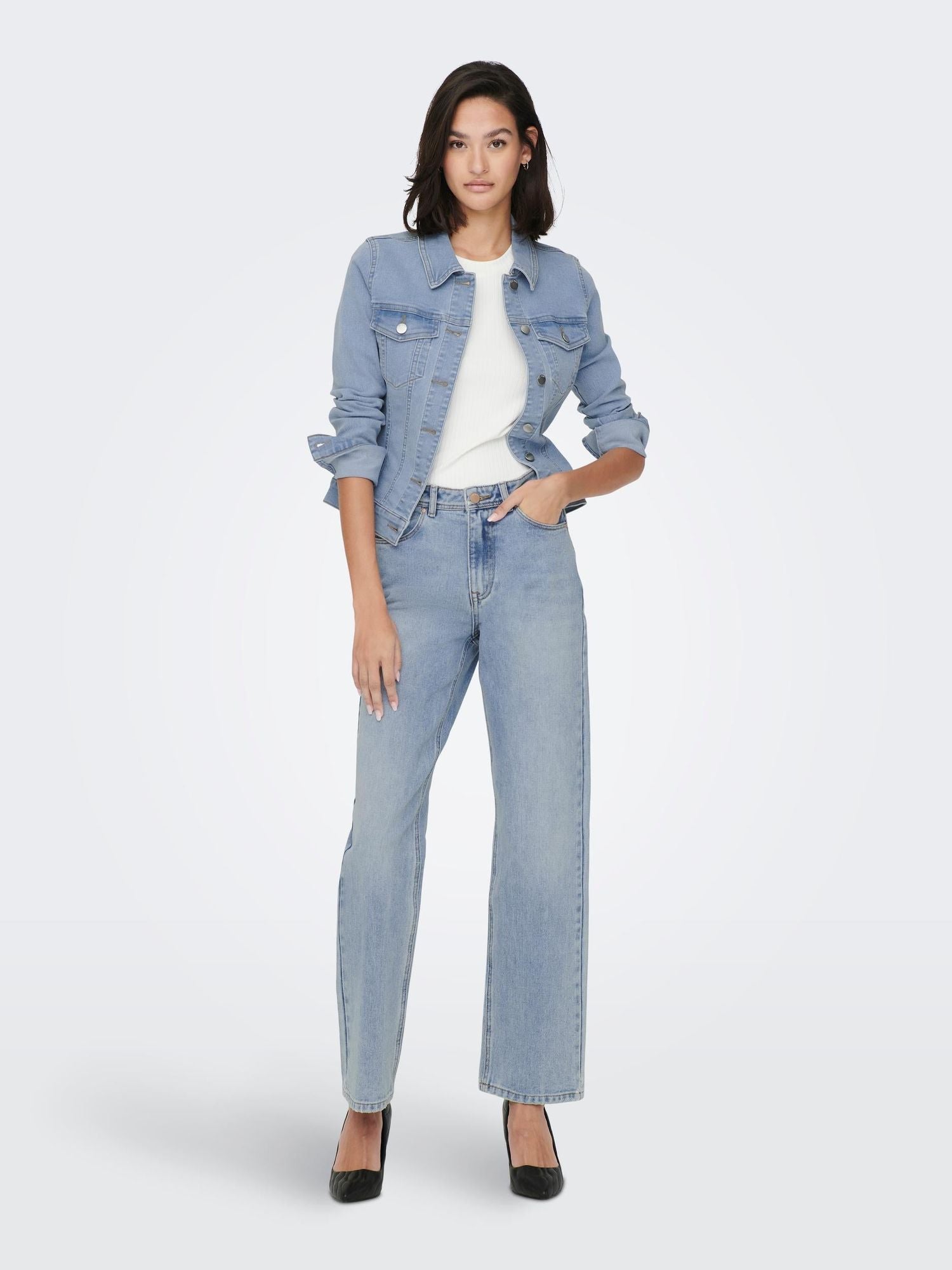 Jdyremi Short Ls Jacket Blk Dnm Light Blue Denim - dvjeans