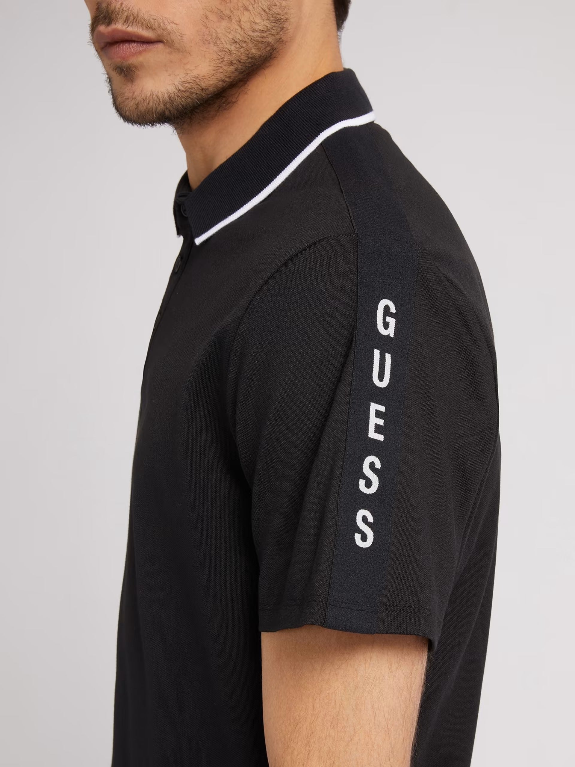 Ss Paul Pique Tape Polo Jet Black A996