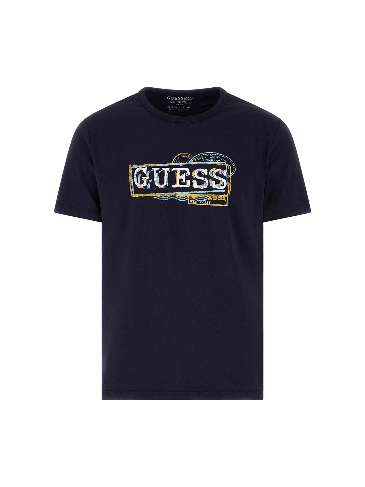 Ss Cn Guess Box Logo Tee Smart Blue
