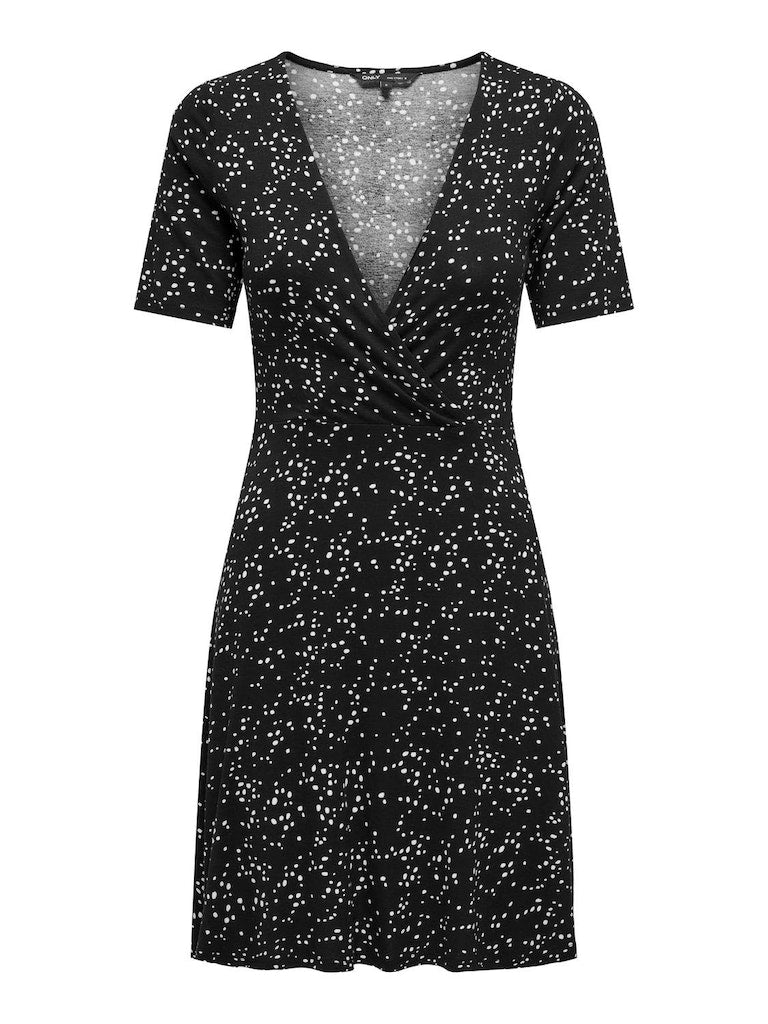 Vestido mujer Only 15297612 Onlverona S/S Short Dress Jrs Noos Black Julie White Dot