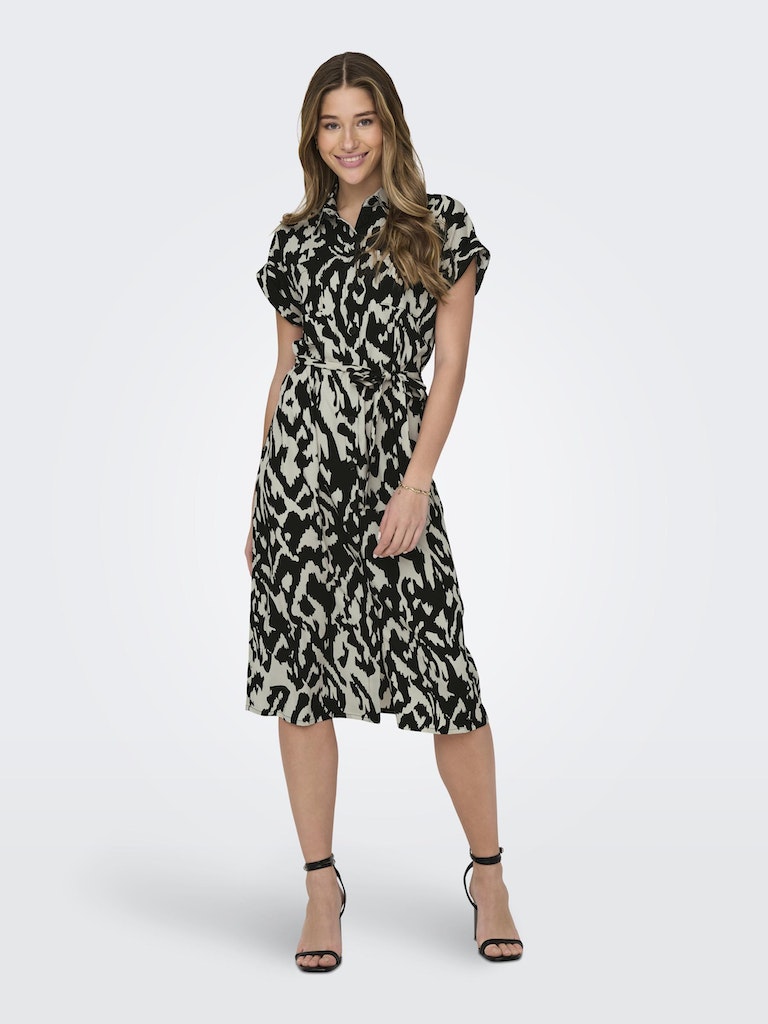Vestido 15191953 de Only Onlhannover S/S Shirt Dress Noos Wvn Birch Black Graphic