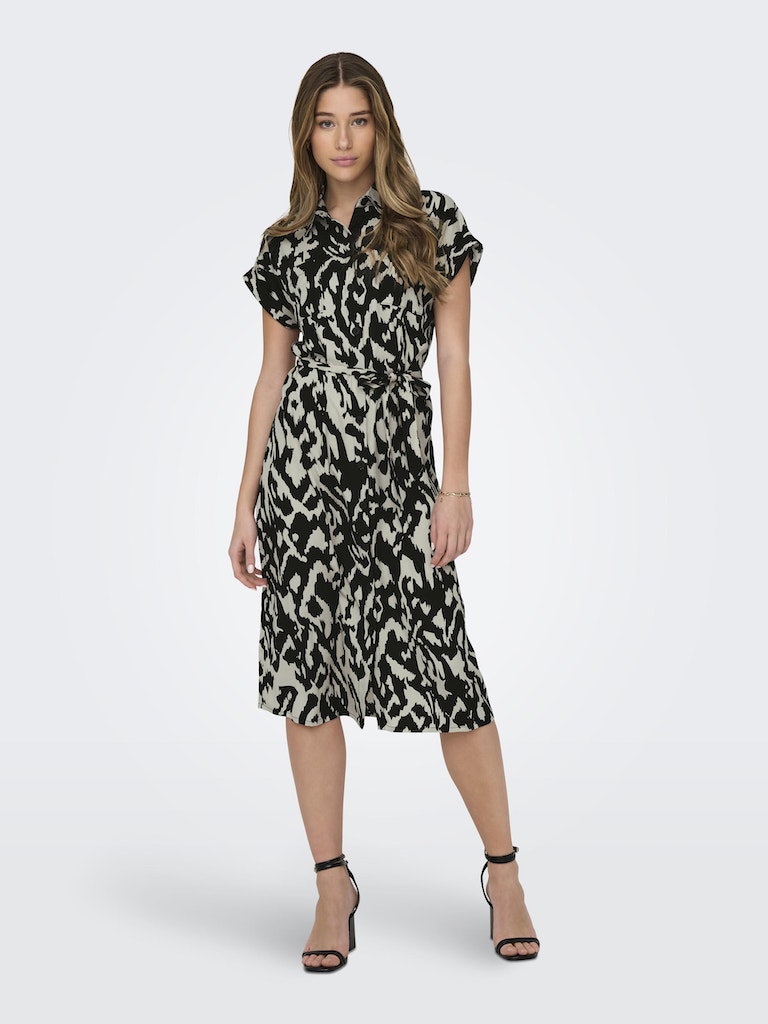 Vestido 15191953 de Only Onlhannover S/S Shirt Dress Noos Wvn Birch Black Graphic