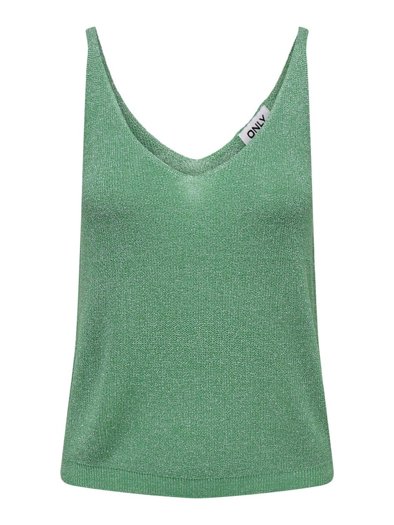 Camiset aOnly 15322379 Onlshina Sl Glitter Top Cs Knt Deep Mint Silver Glitter
