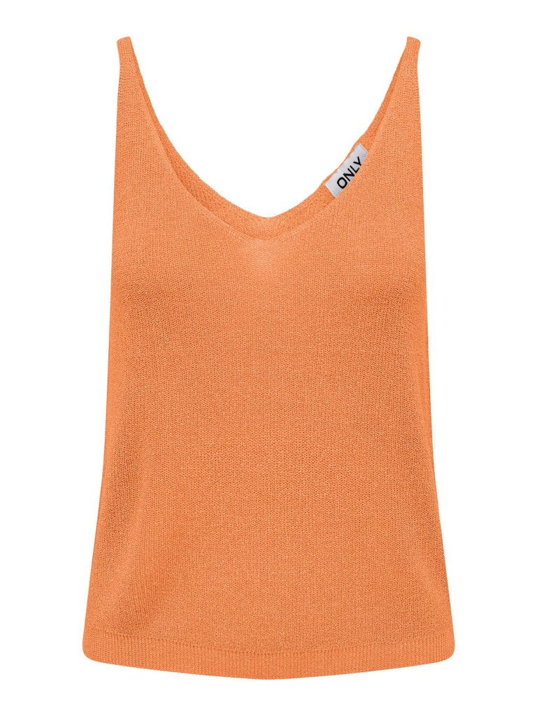 Camiseta Only 15322379 Onlshina Sl Glitter Top Cs Knt Tangerine Gold Glitter