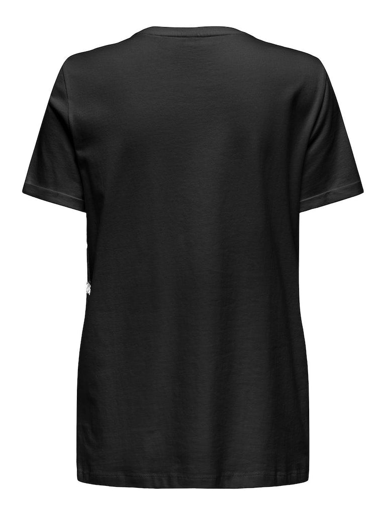Camiseta Only 15337708 Onljenny S/S Mix Top Cs Jrs Black Lace Top