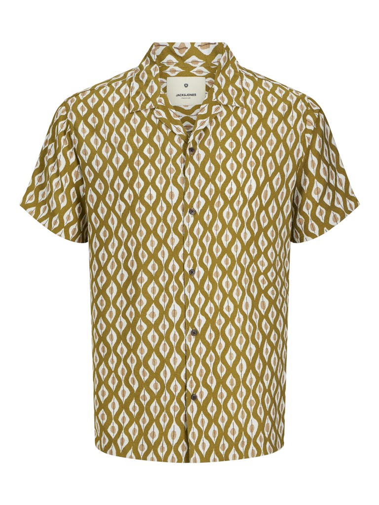 Camisa Jack & Jones 12255172 Jprblulincoln Print Resort Shirt S/S Sn Fir Green Comfort Fit