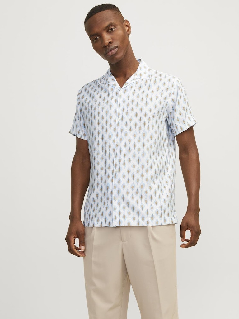 Camisa Jack & Jones 12255172 Jprblulincoln Print Resort Shirt S/S Sn Cerulean Comfort Fit