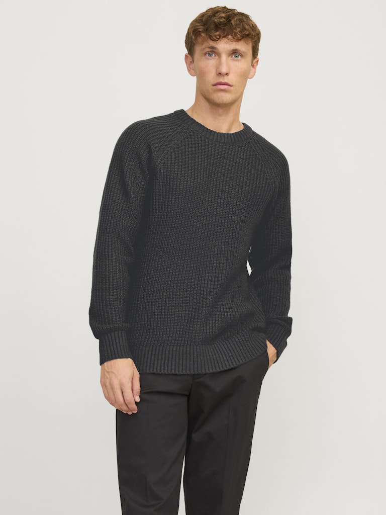 Jack & Jones Jjjones Knit Crew Neck Jack & Jones Pullover 12267393Asphalt Twisted w. Black