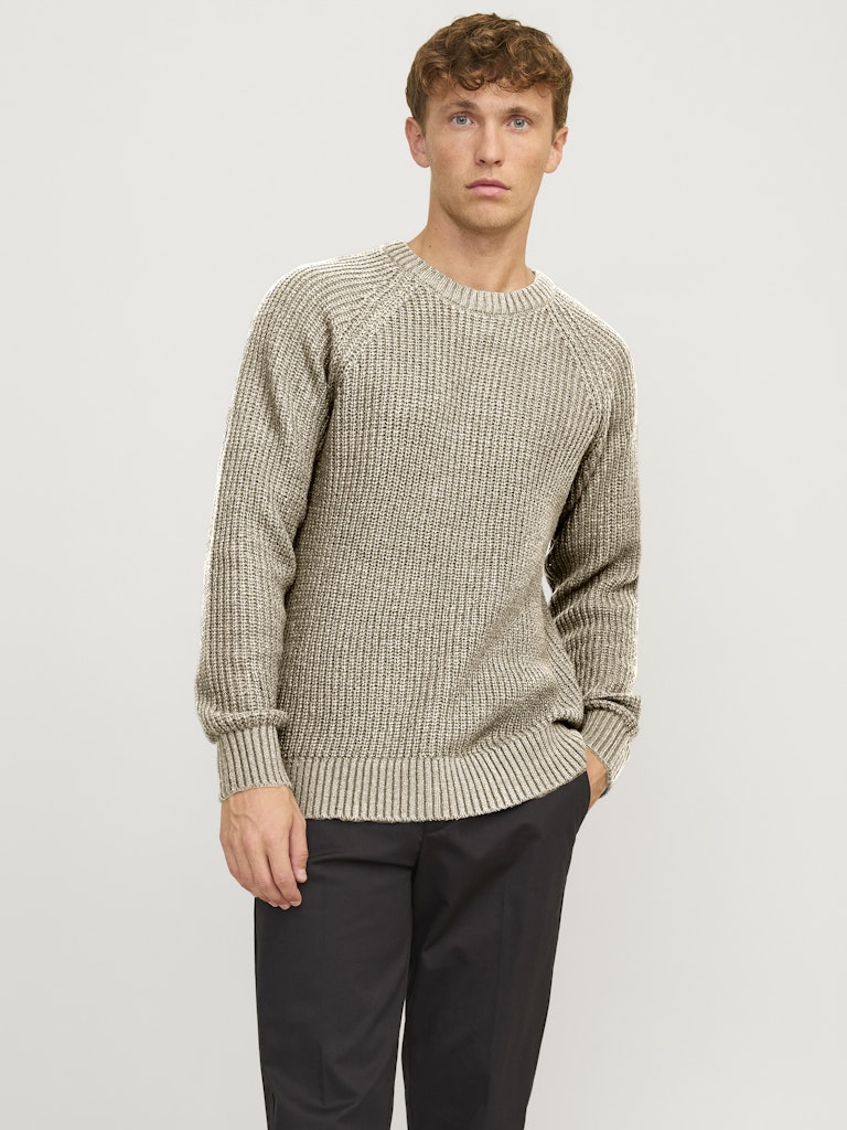 Jack & Jones Jjjones Knit Crew Neck Jack & Jones Pullover 12267393White Twisted w. Crockery