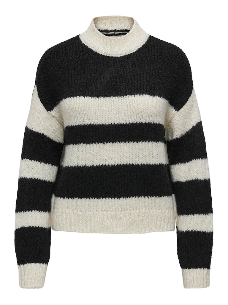 JDY Jdydinea Sia L/S Hn Stripe Pullover Knt 15330716 Cloud Dancer Black
