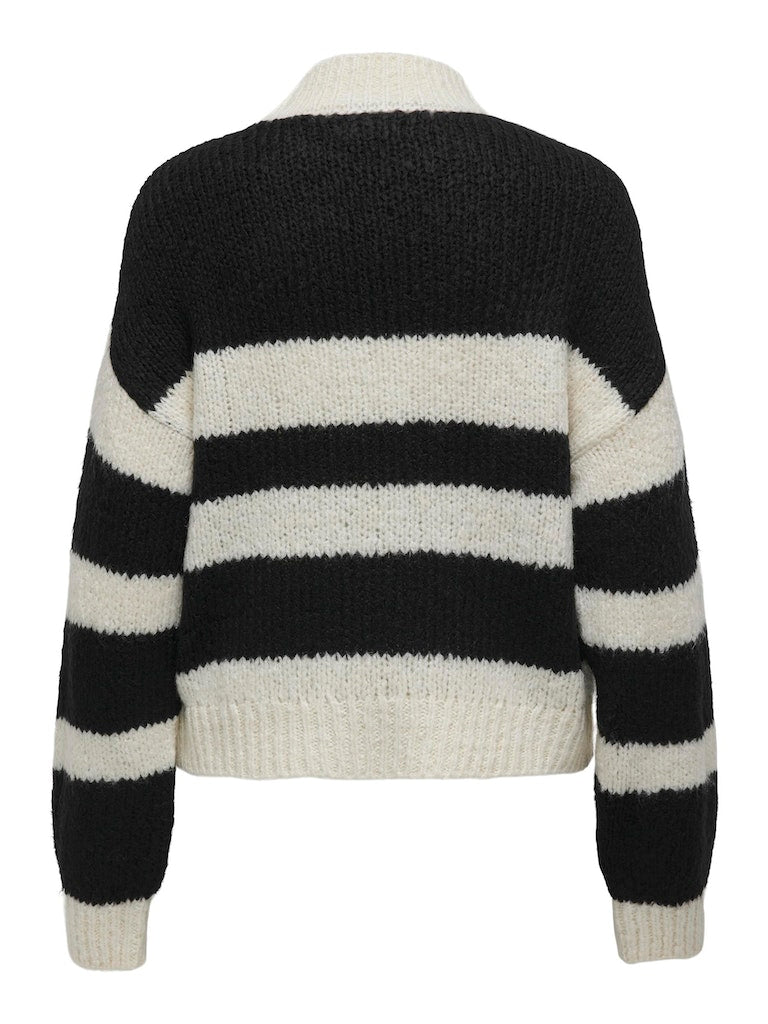 JDY Jdydinea Sia L/S Hn Stripe Pullover Knt 15330716 Cloud Dancer Black