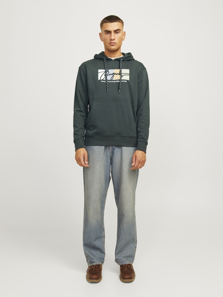 Jack & Jones Jorportland Block Branding Sweat Hood 12262421 Forest River