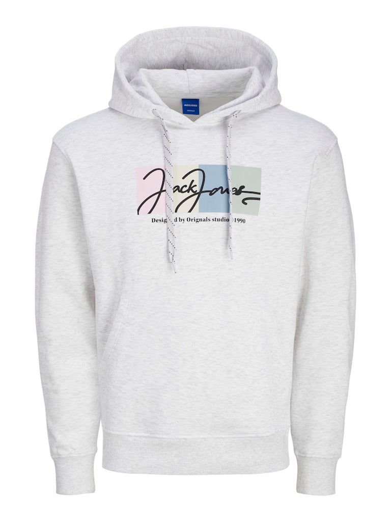 Jack & Jones Jorportland Block Branding Sweat Hood 12262421 Bright White Melange