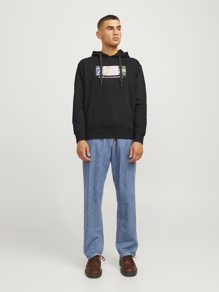 Jack & Jones Jorportland Block Branding Sweat Hood 12262421 Black