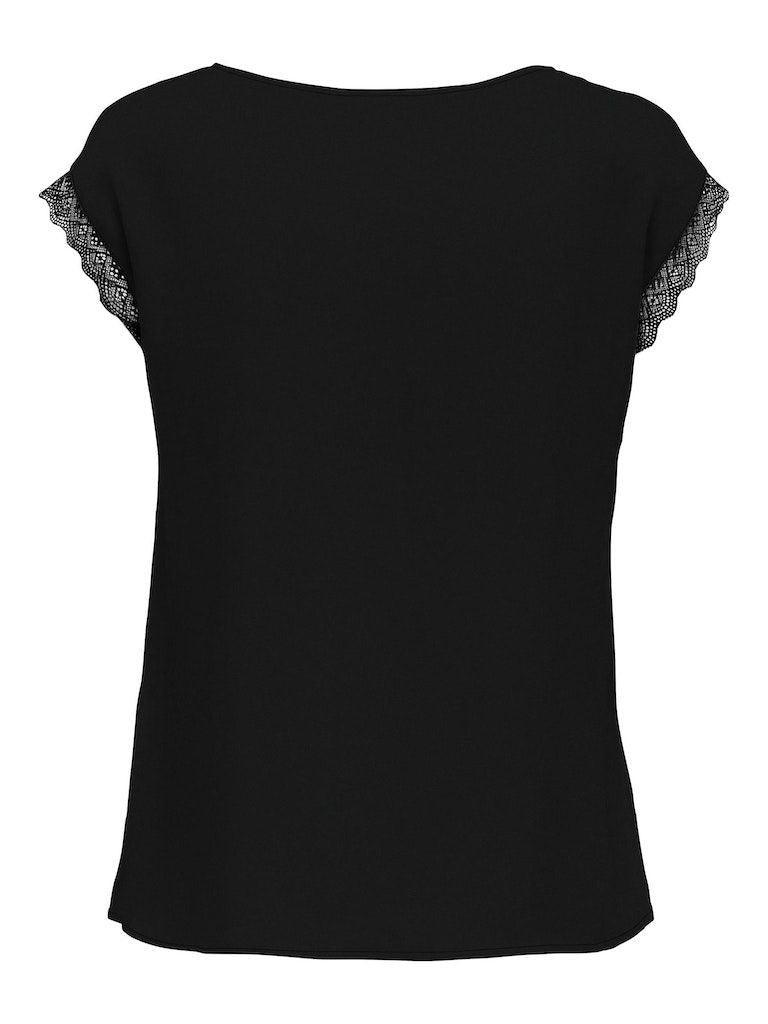 Onljasmina Fr S/S V-Neck Lace Top Ptm Black