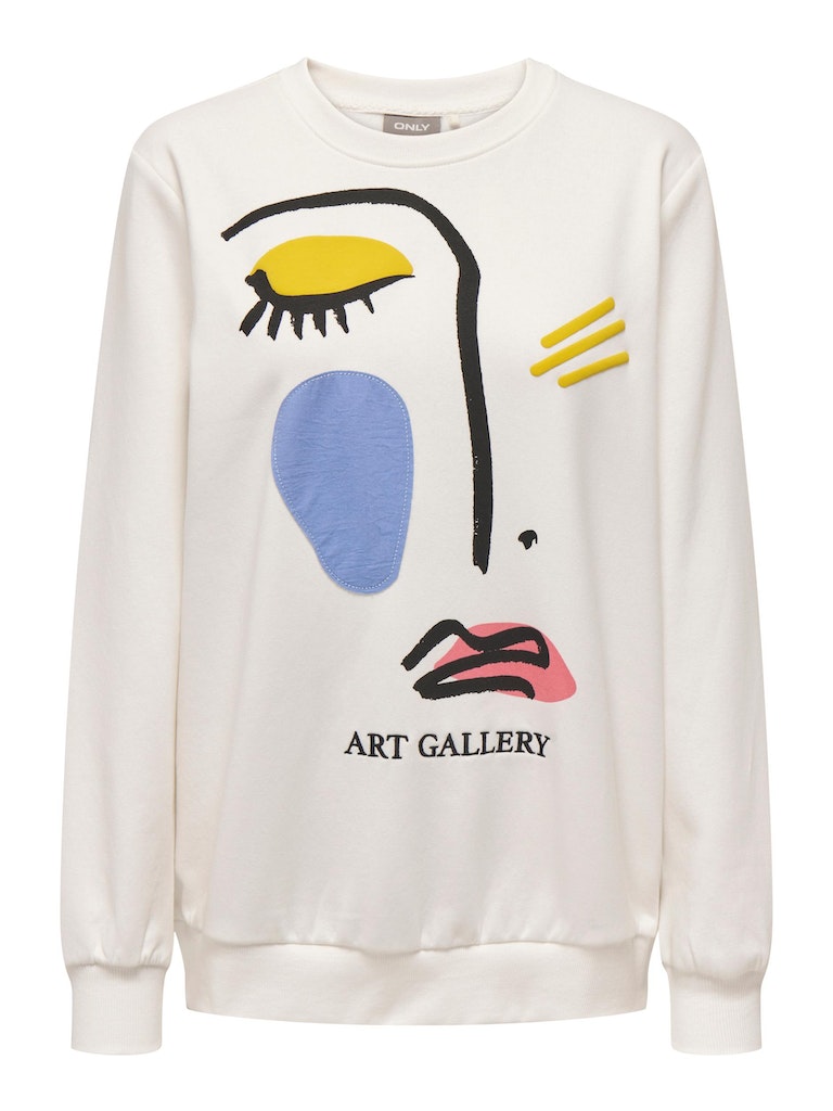 Onlhenna L/S Face O-Neck SwtCloud Dancer Art