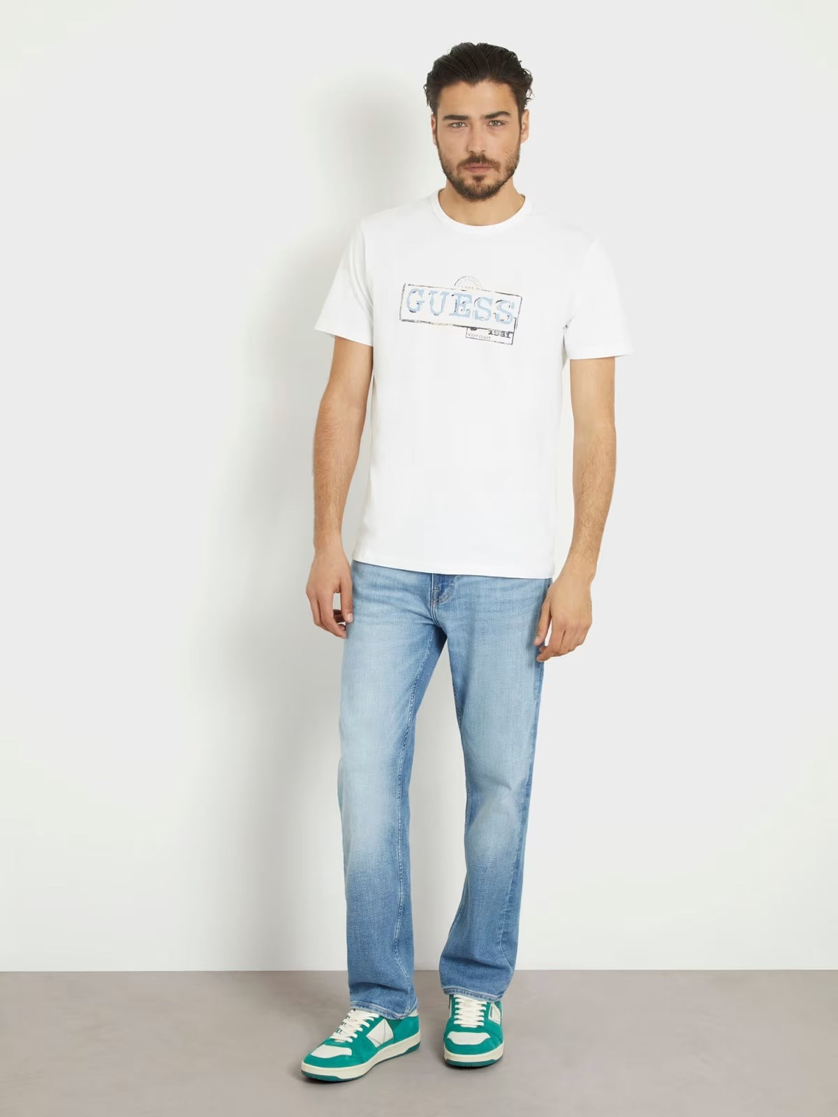 Ss Cn Guess Box Logo Tee Pure White