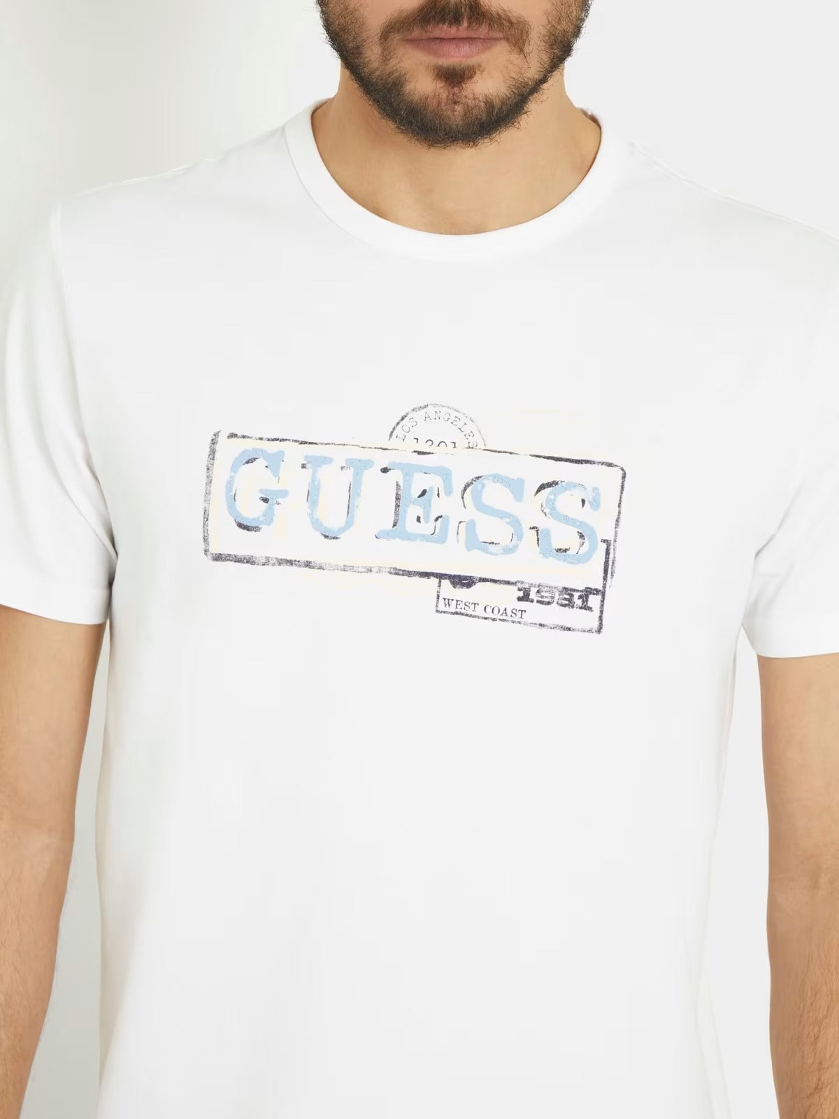 Ss Cn Guess Box Logo Tee Pure White