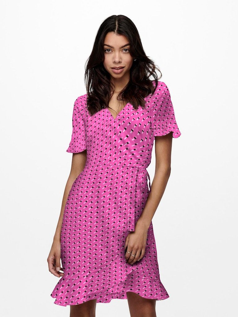 Onlolivia S/S Wrap Dress Wvn Noos Very Berry