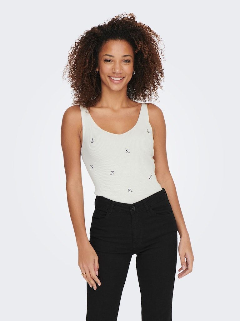 Jdynanna S/L Embroidery Top Knt Cloud Dancer