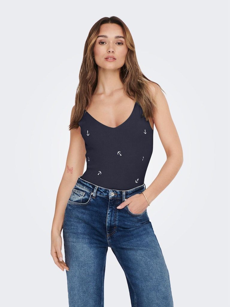 Jdynanna S/L Embroidery Top Knt Sky Captain
