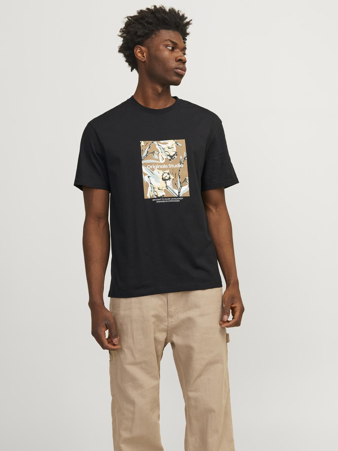 Jack & Jones Jorsequoia Tee Ss Crew Neck Ln 12256717 Black