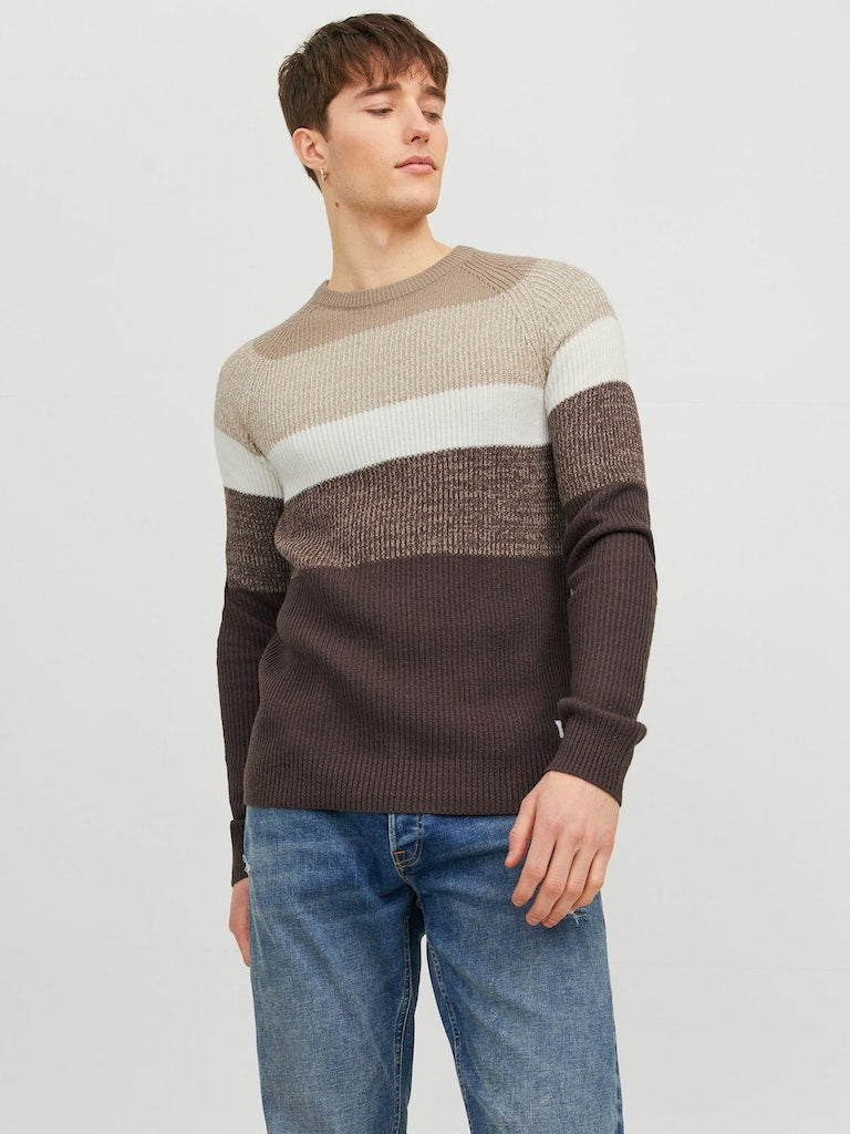 Jjpannel Knit Crew Neck Aw23Crockery BLOCKING