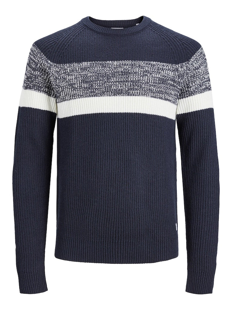 Jjpannel Knit Crew Neck Aw23Navy Blazer BLOCKING