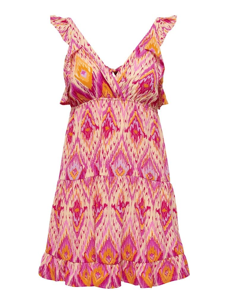 Onlalma Life Poly Strap Frill Dress Aop Raspberry Rose