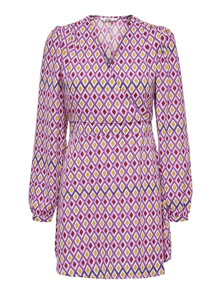 Onlalma Life Vis L/S Riley Dress Aop Ptm Radiant Orchid
