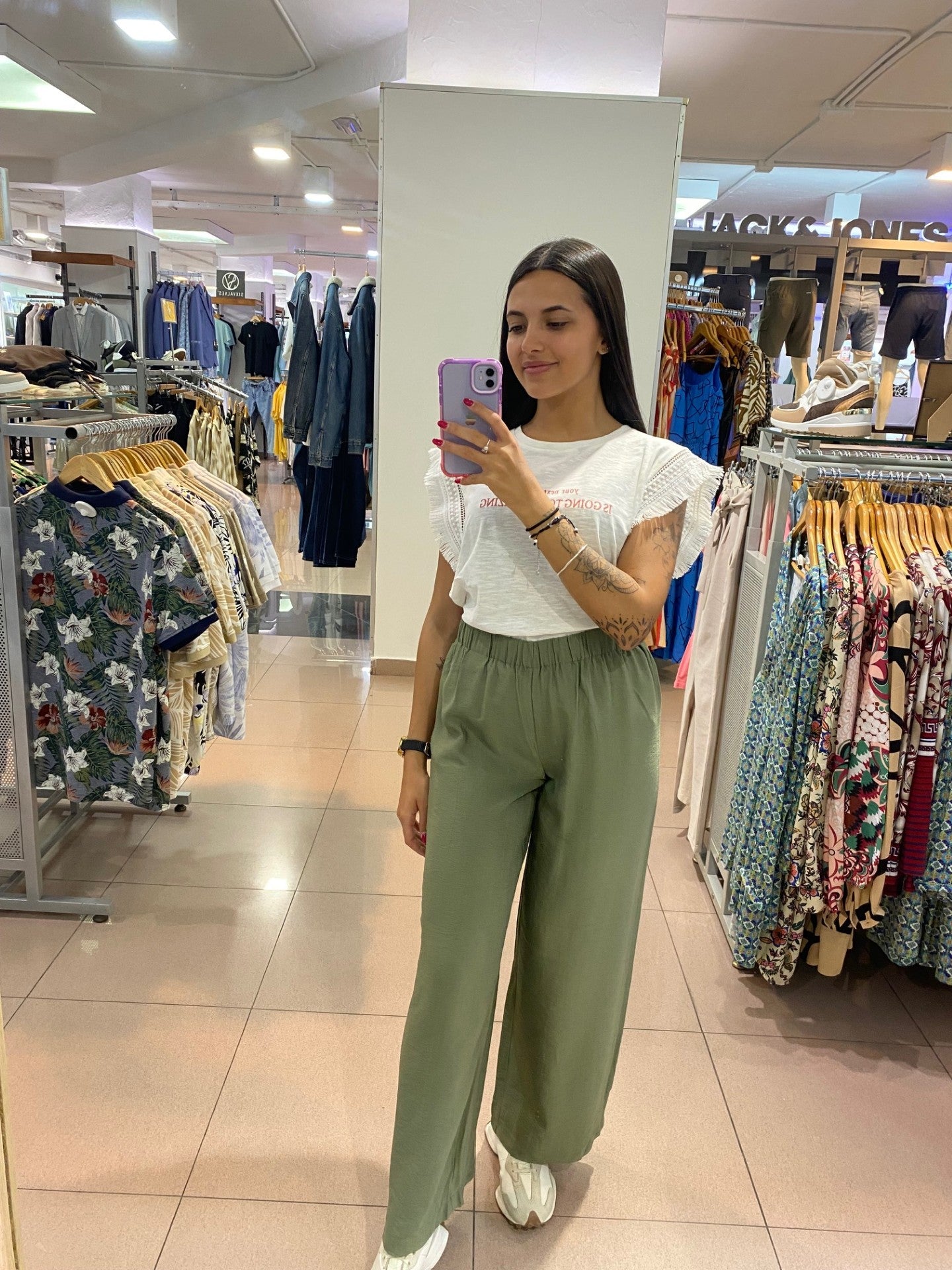 Pantalón 15319204 de Only Onlzabbi Paula Hw Pant Life  Wvn Deep Lichen Green