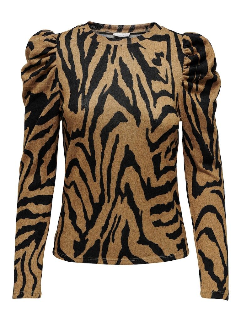 Jdytonsy L/S Puff Sleeve Top Jrs AtkToasted Coconut BLACK ZEBRA