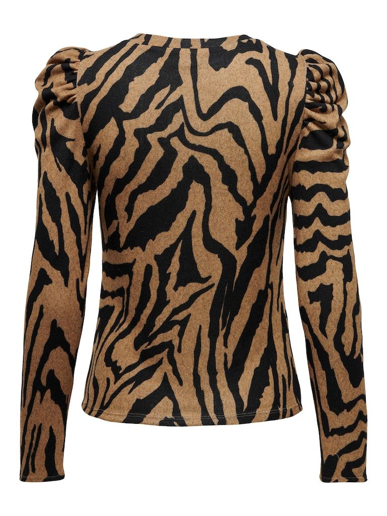 Jdytonsy L/S Puff Sleeve Top Jrs AtkToasted Coconut BLACK ZEBRA