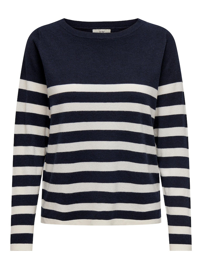 Jdyprime Life L/S Boatneck Str Pull KntSky Captain EGGNOG STRIPES