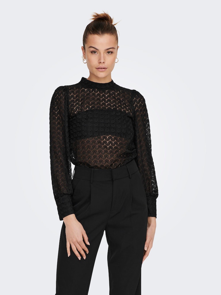 Jdyavery L/S Lace Top Jrs NoosBlack