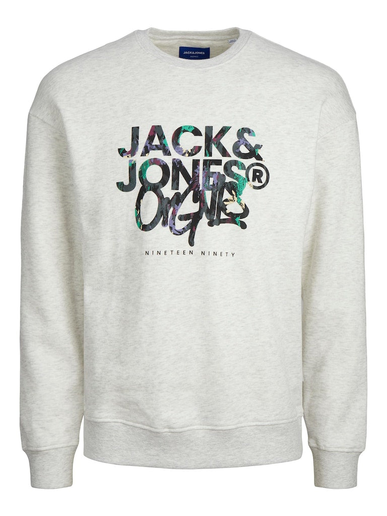 Jorsilverlake Sweat Crew Neck LnWhite Melange Print