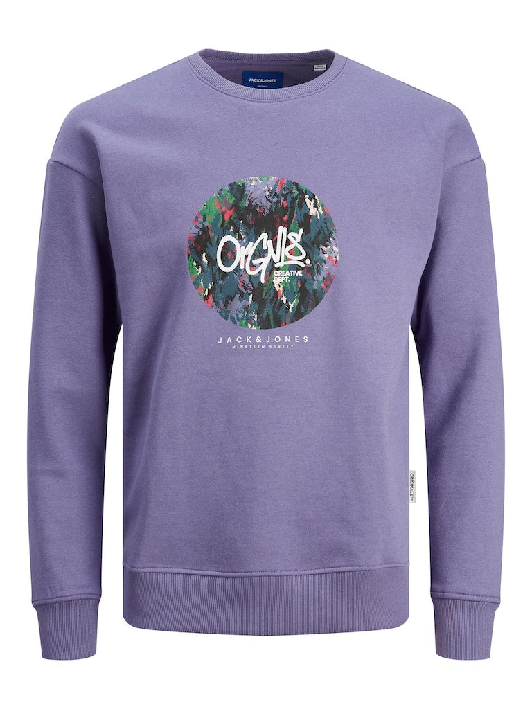 Jorsilverlake Sweat Crew Neck LnTwilight Purple Print