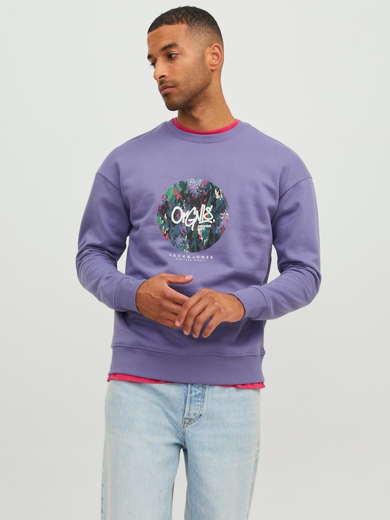 Jorsilverlake Sweat Crew Neck LnTwilight Purple Print