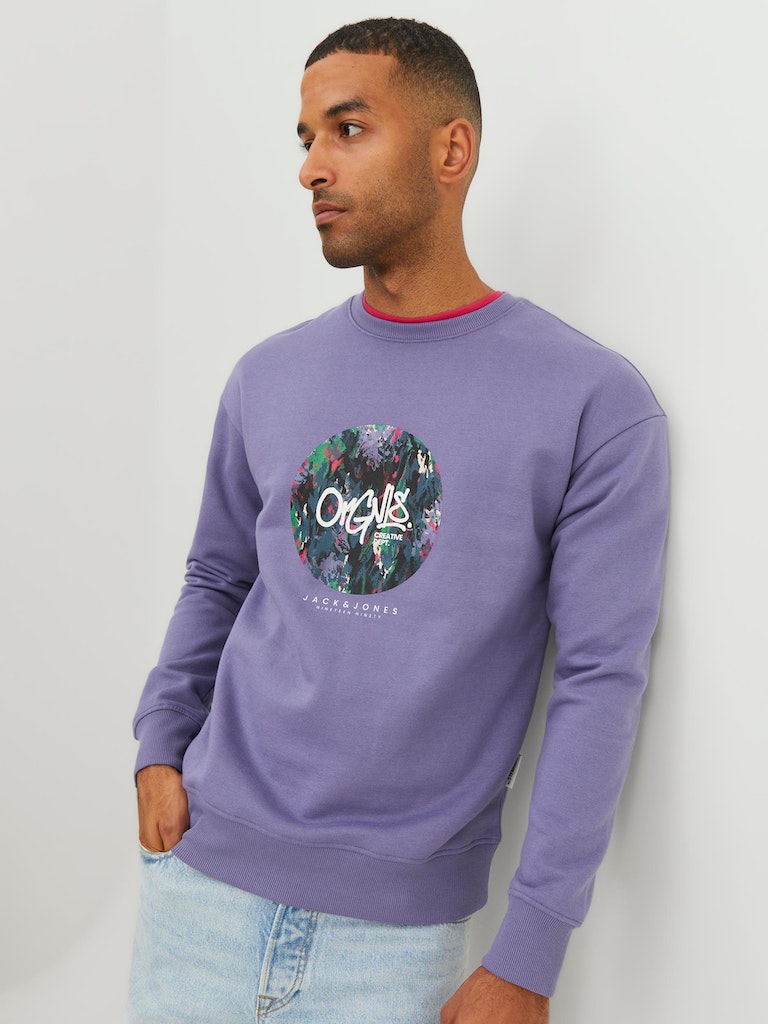 Jorsilverlake Sweat Crew Neck LnTwilight Purple Print