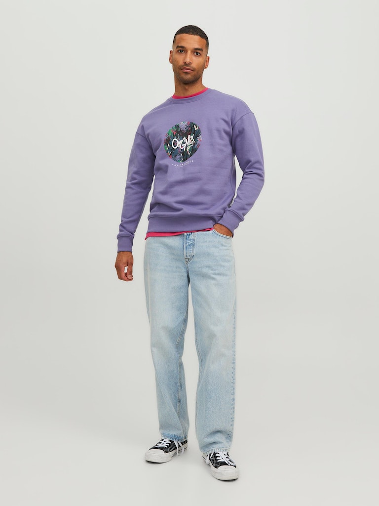 Jorsilverlake Sweat Crew Neck LnTwilight Purple Print