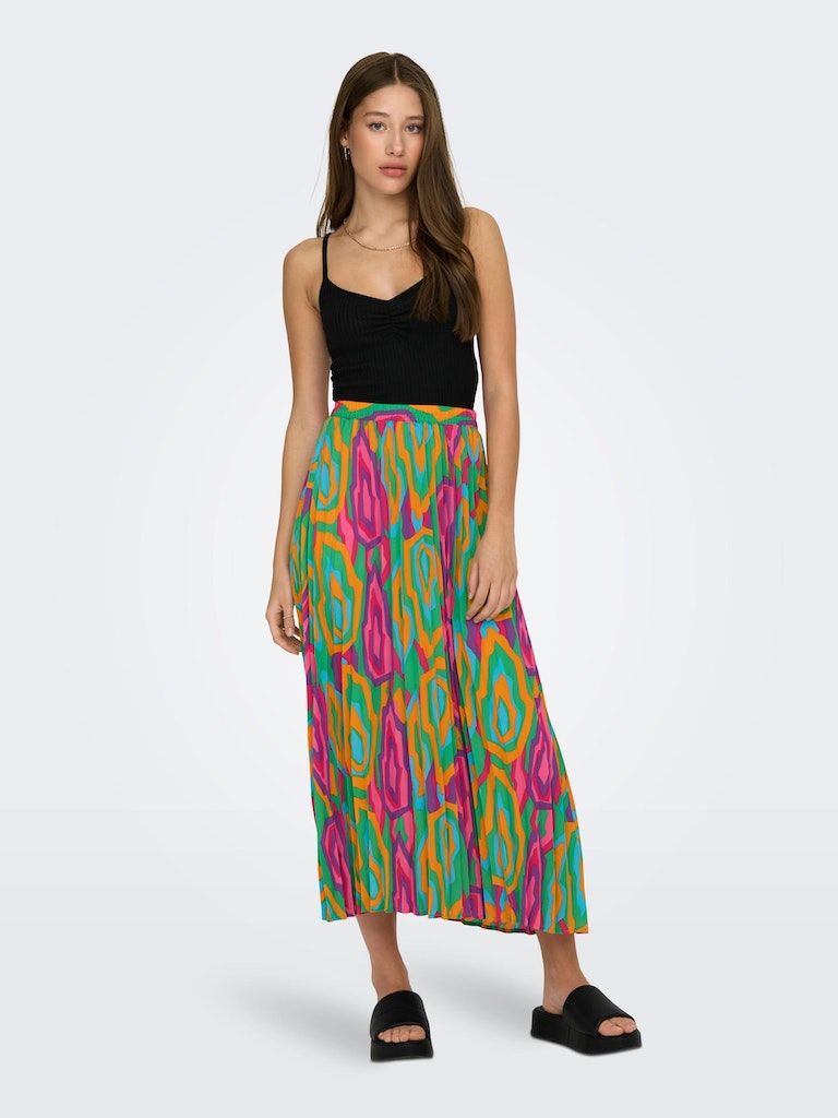 Onlalma Life Poly Plisse Skirt Aop PtmIsland Green 439 Forever