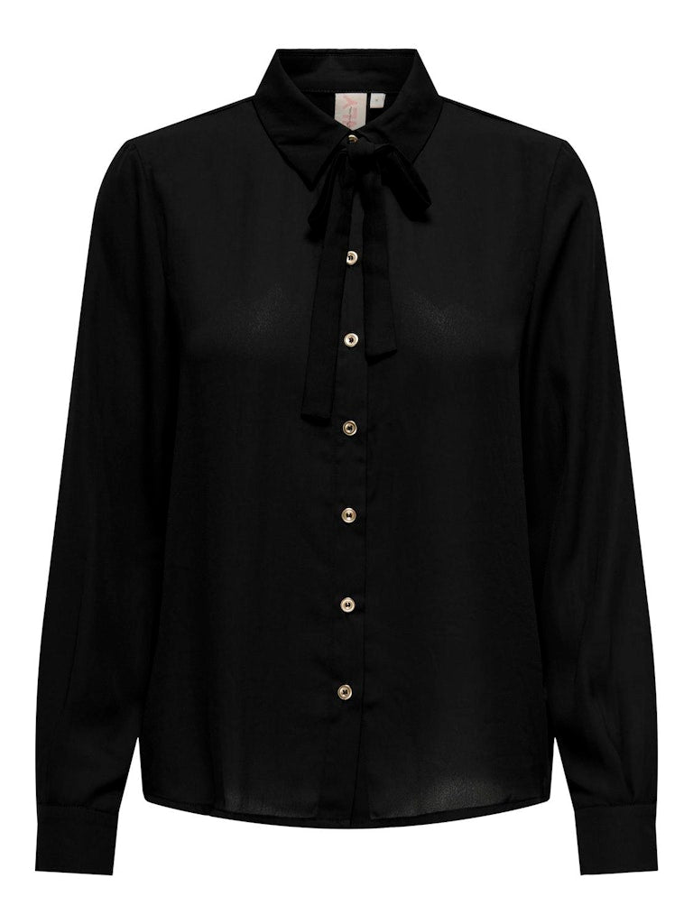 Shirt ONLY Onlalora Ls Bow Shirt Bf Wvn 15319118 Black