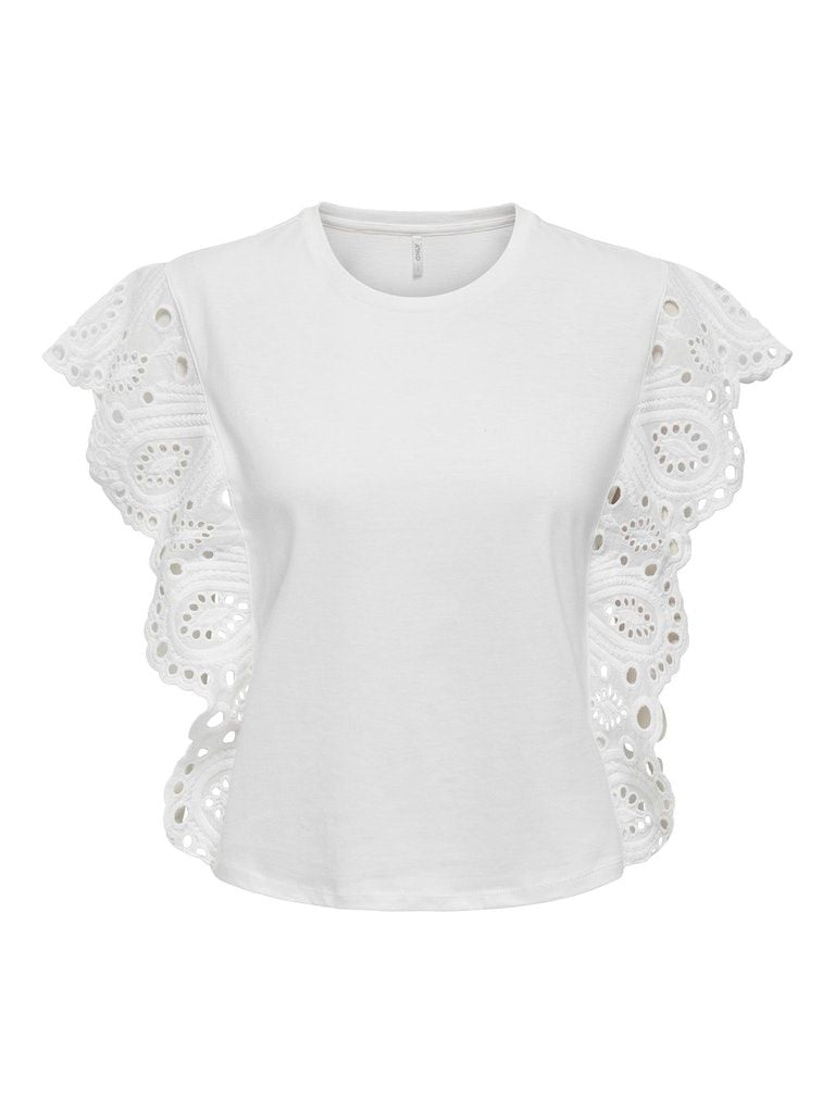 Onllaura S/L Frill Mix Top JrsCloud Dancer