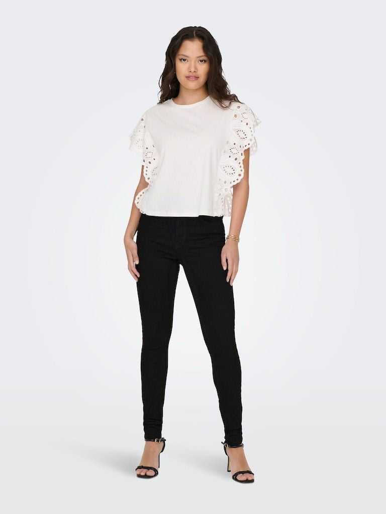 Onllaura S/L Frill Mix Top JrsCloud Dancer