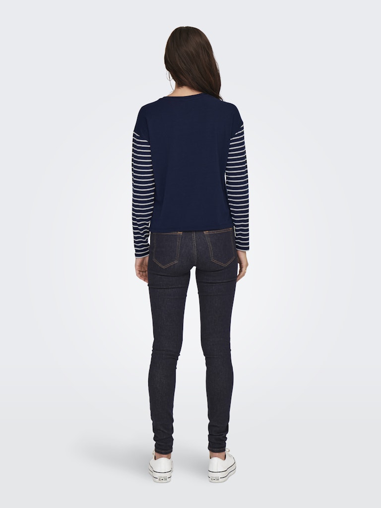 Punto JDY Jdybold L/S Top Jrs Atk 15309016 Black Iris CLOUD DANCER
